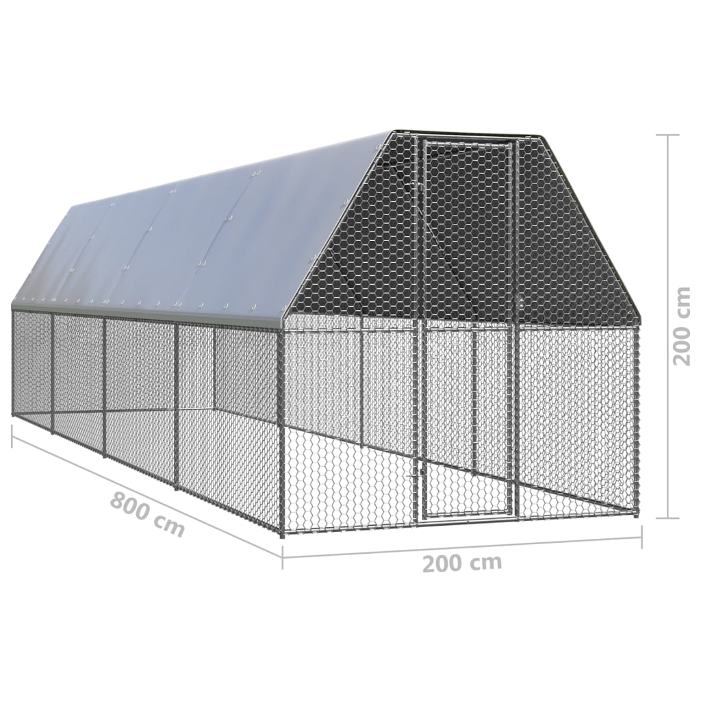Outdoor-Hühnerkäfig 2x8x2 m Verzinkter Stahl