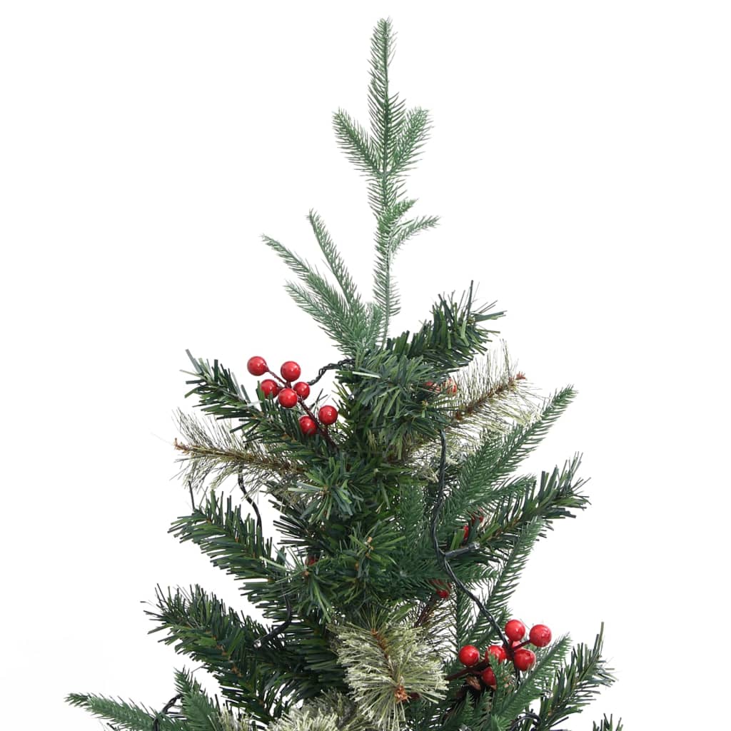 Weihnachtsbaum mit Beleuchtung und Kiefernzapfen Grün 195 cm
