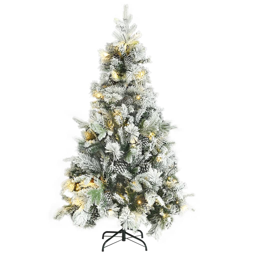 Weihnachtsbaum mit Beleuchtung Schnee und Zapfen 195 cm PVC&PE