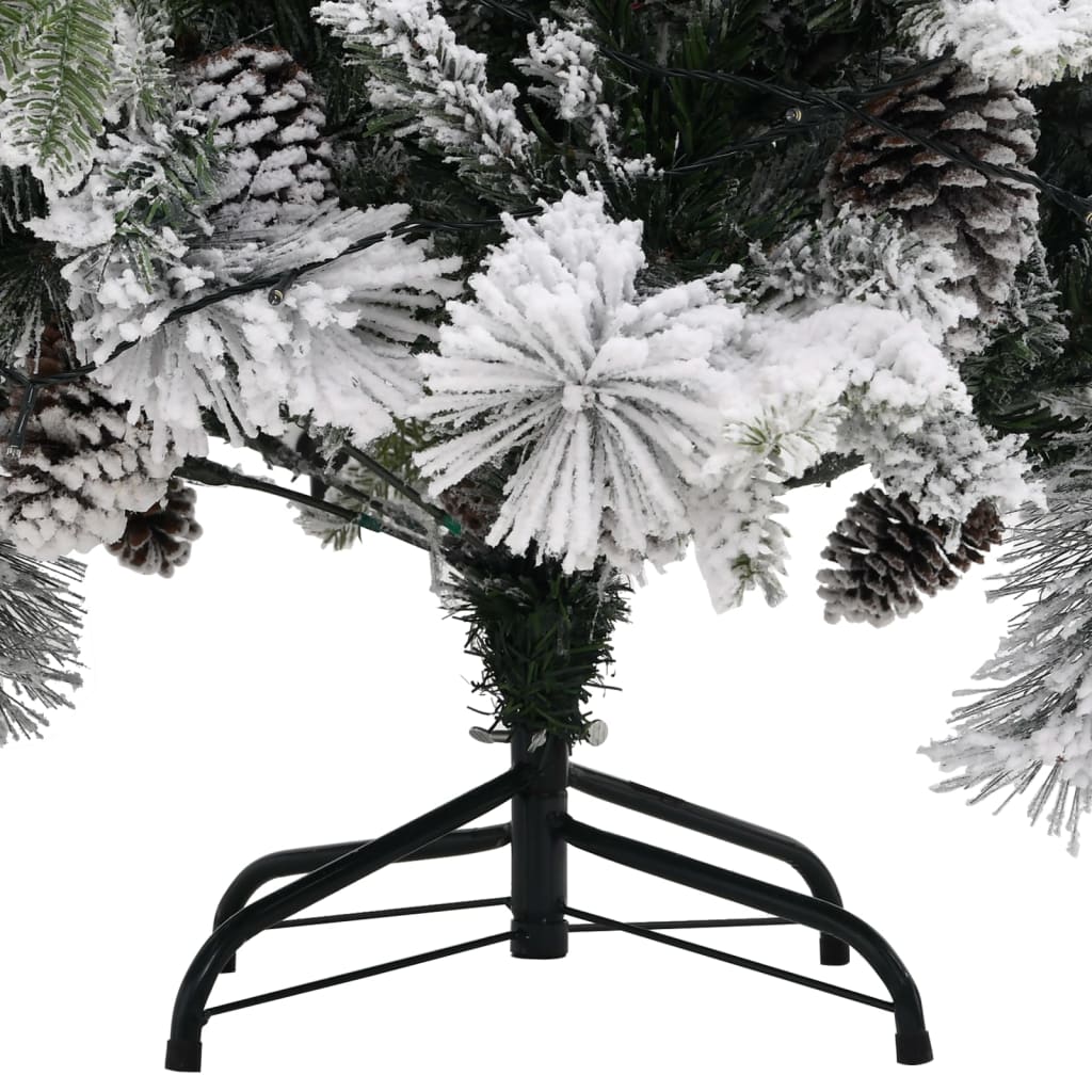 Weihnachtsbaum mit Beleuchtung Schnee und Zapfen 195 cm PVC&PE