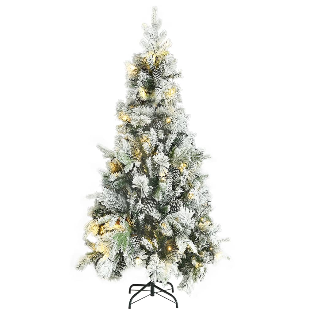Weihnachtsbaum mit Beleuchtung Schnee und Zapfen 225 cm PVC&PE