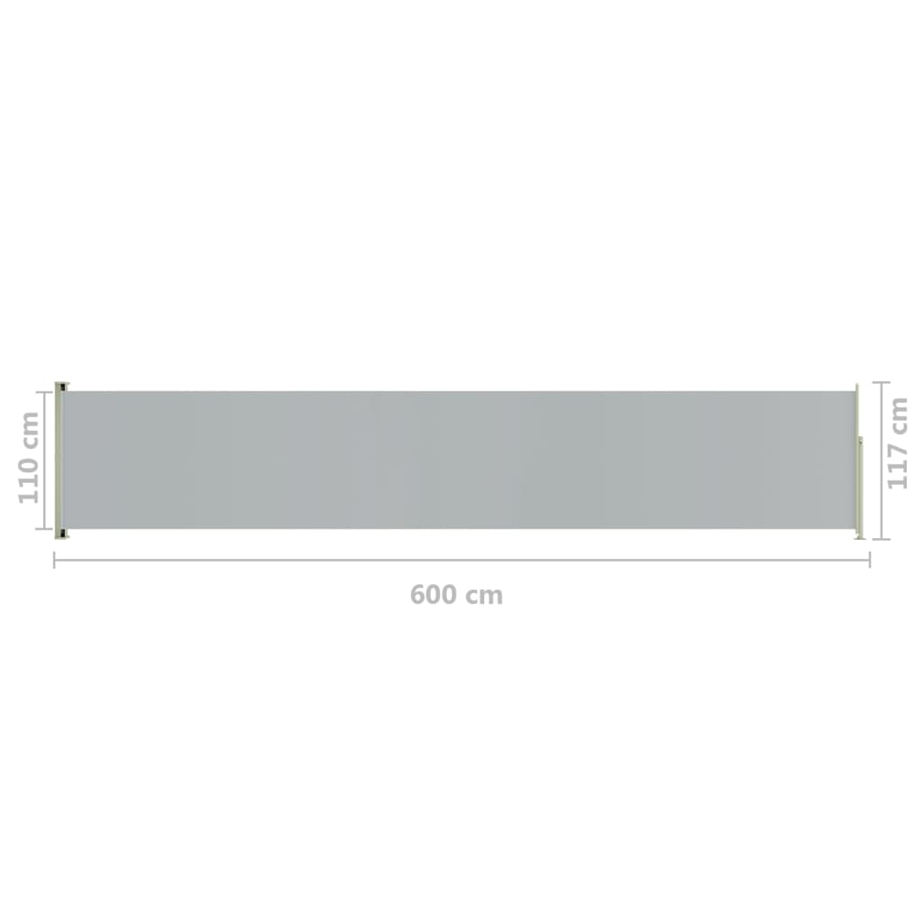 Seitenmarkise Ausziehbar 117x600 cm Grau