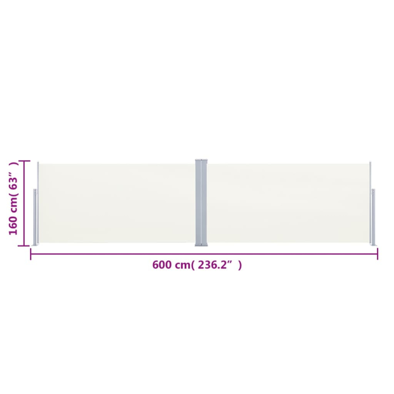 Seitenmarkise Ausziehbar Creme 160x600 cm