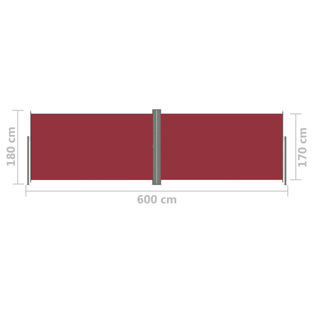 Seitenmarkise Ausziehbar Rot 180x600 cm