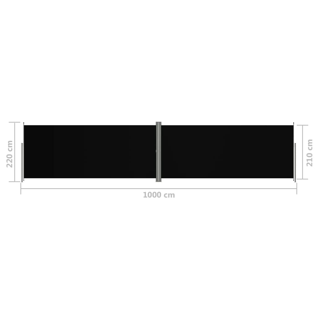 Seitenmarkise Ausziehbar Schwarz 220x1000 cm