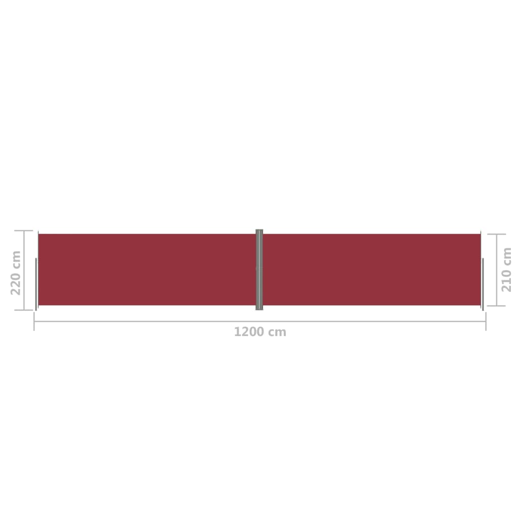 Seitenmarkise Ausziehbar Rot 220x1200 cm