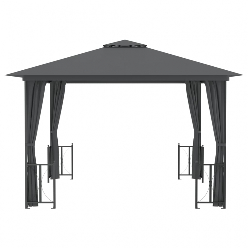 Pavillon mit Seitenwänden & Doppeldach 3x3 m Anthrazit