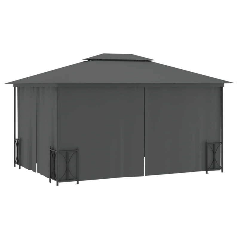 Pavillon mit Seitenwänden & Doppeldach 3x4 m Anthrazit