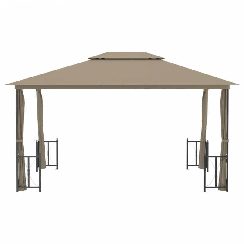 Pavillon mit Seitenwänden & Doppeldach 3x4 m Taupe