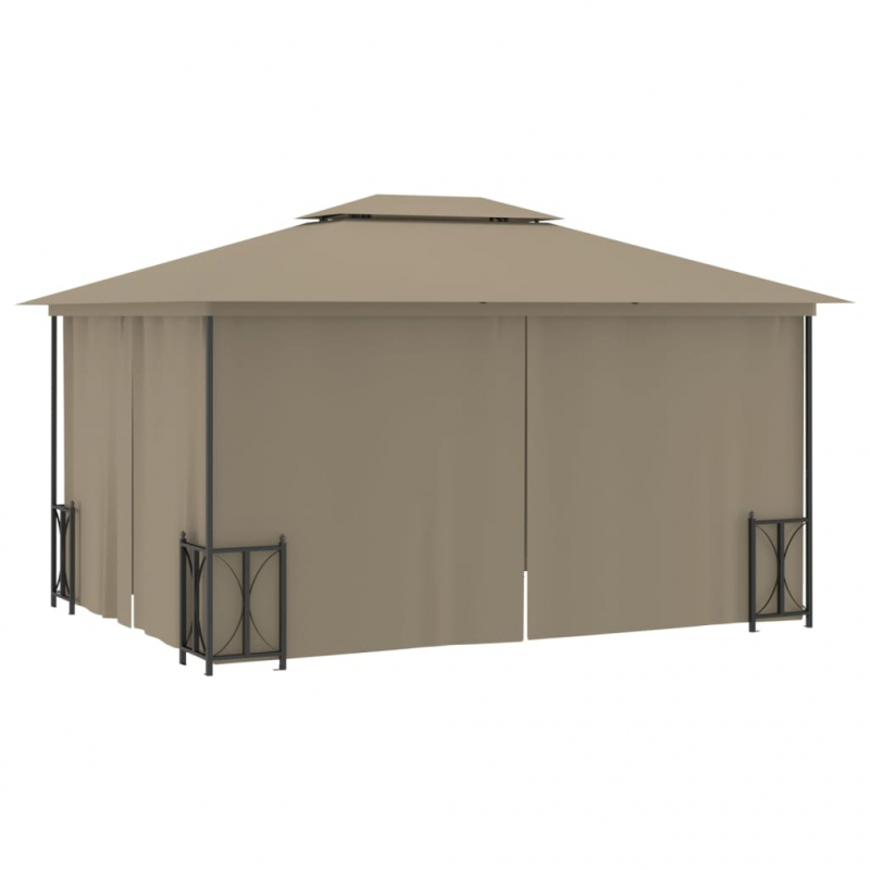 Pavillon mit Seitenwänden & Doppeldach 3x4 m Taupe