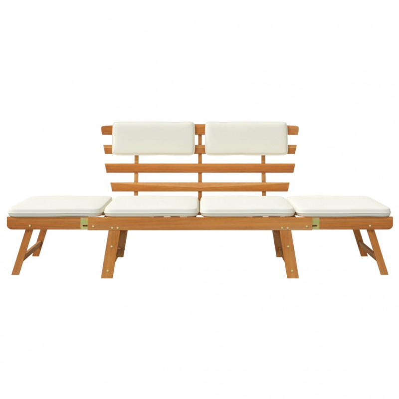 Gartenbank mit Kissen 2-in-1 190 cm Massivholz Akazie