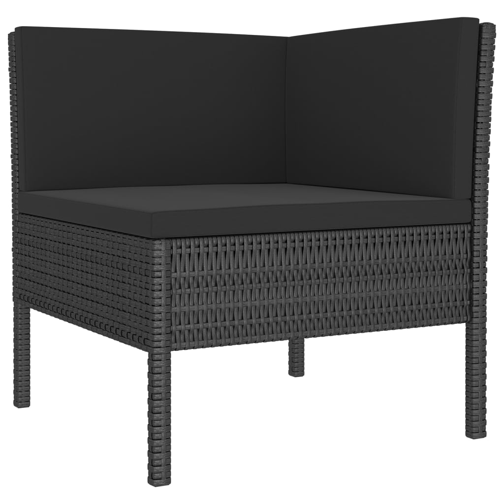 10-tlg. Garten-Lounge-Set mit Auflagen Poly Rattan Schwarz