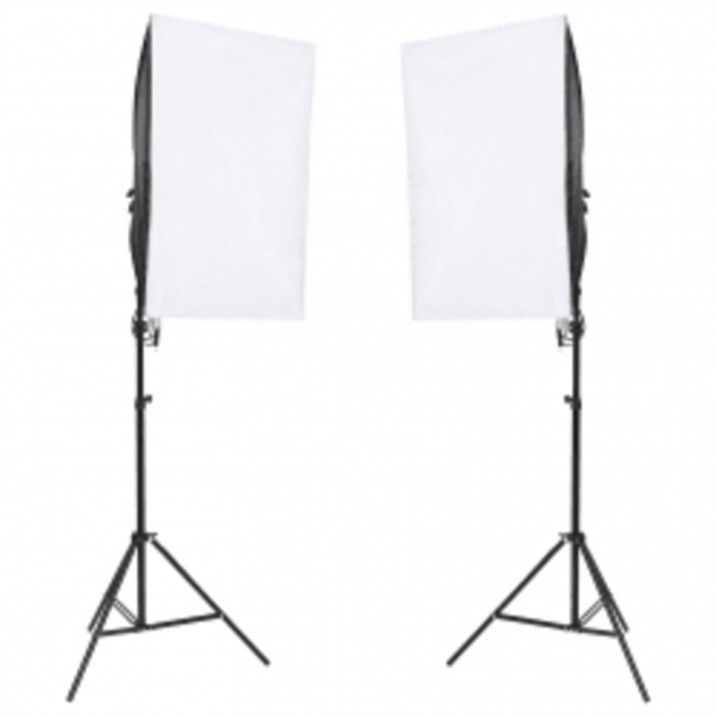 Fotostudio-Set mit Beleuchtung, Hintergrund und Reflektor