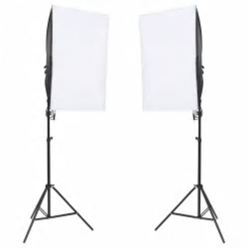 Fotostudio-Set mit Beleuchtung, Hintergrund und Reflektor