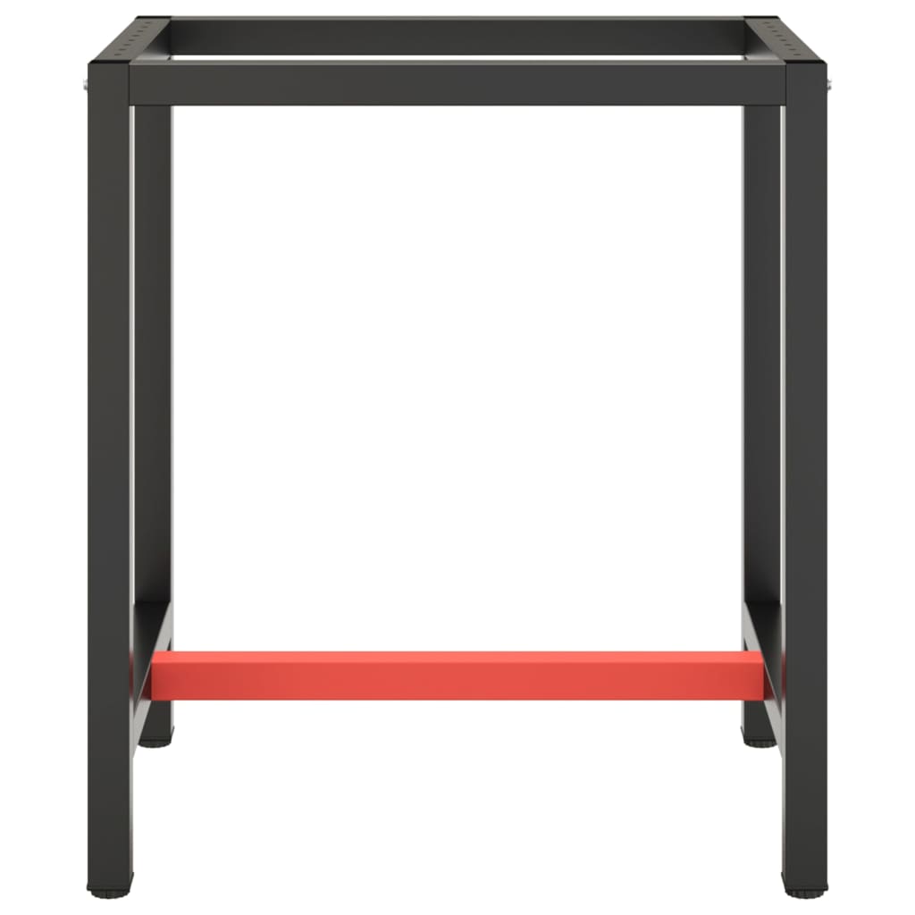 Werkbankgestell Mattschwarz und Mattrot 70x50x79 cm Metall