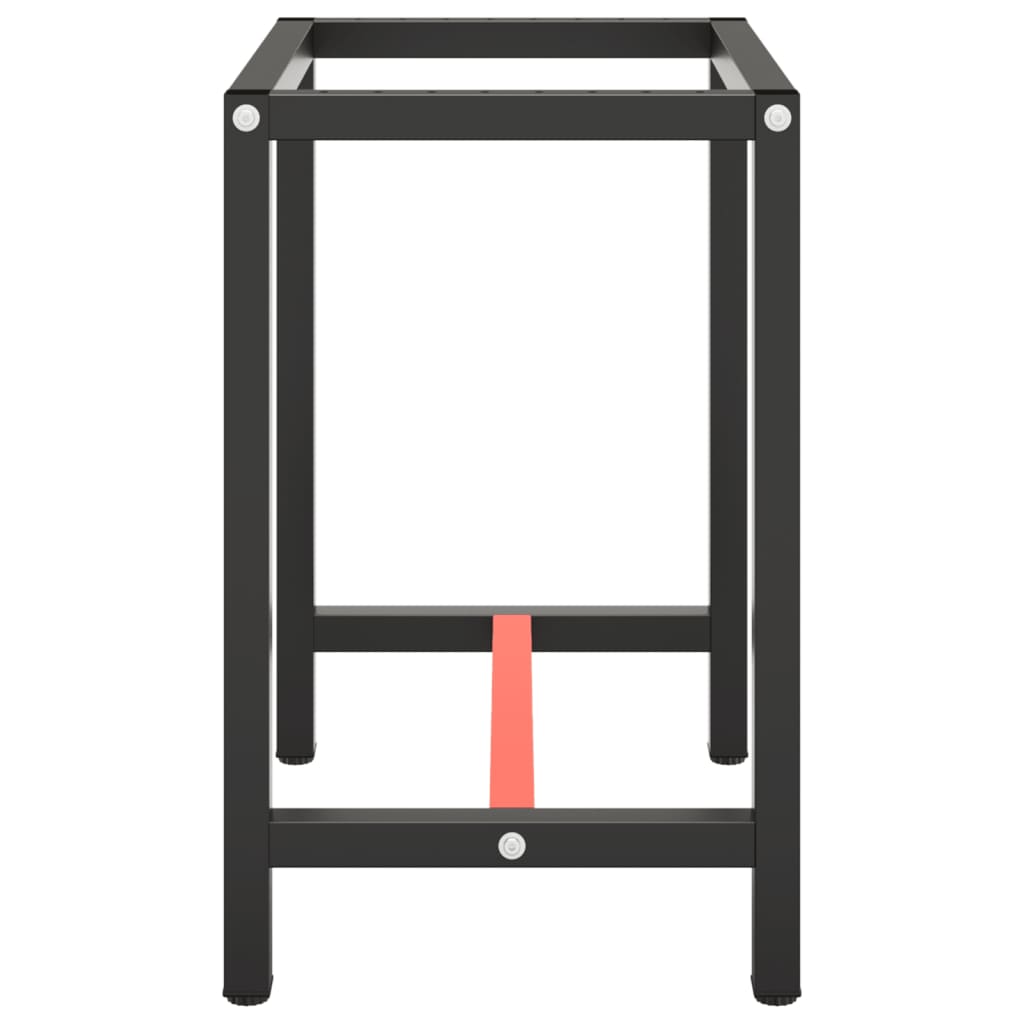 Werkbankgestell Mattschwarz und Mattrot 70x50x79 cm Metall
