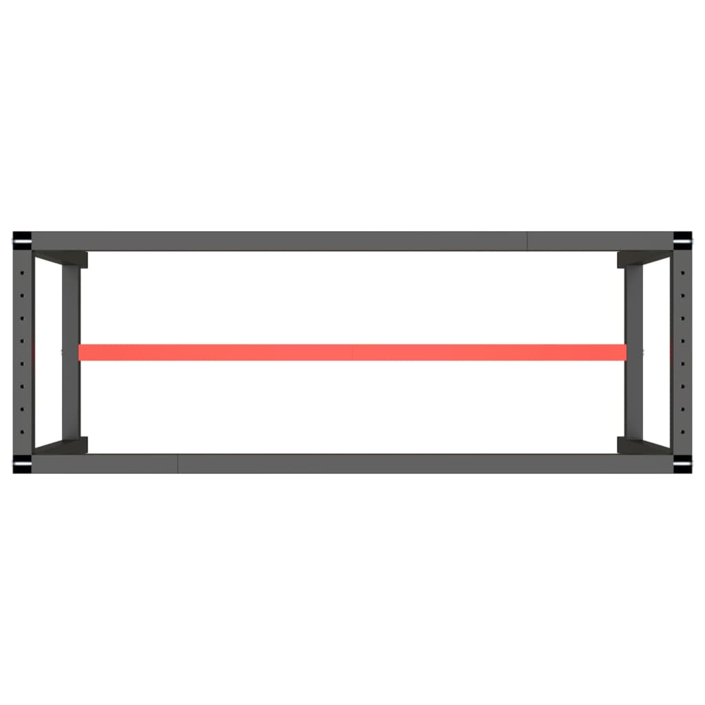 Werkbankgestell Mattschwarz und Mattrot 140x50x79 cm Metall