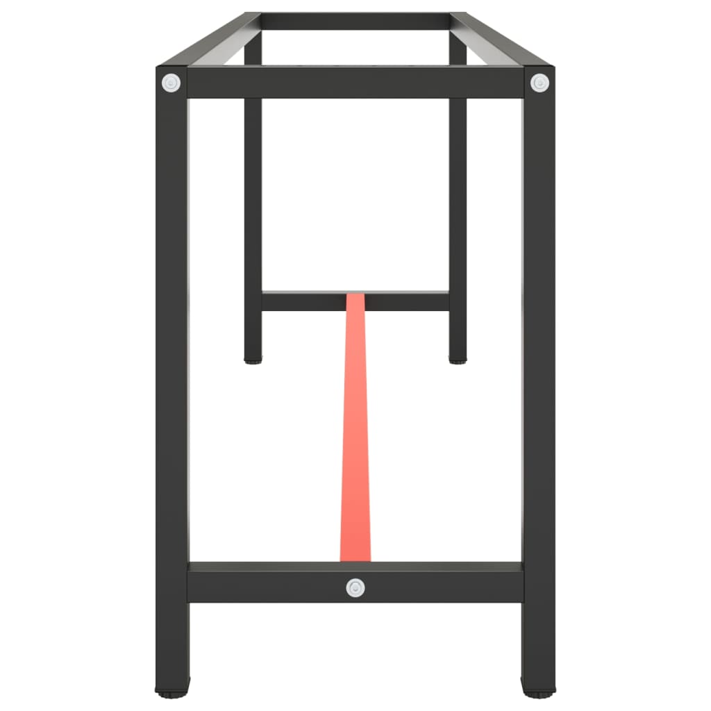 Werkbankgestell Mattschwarz und Mattrot 190x50x79 cm Metall