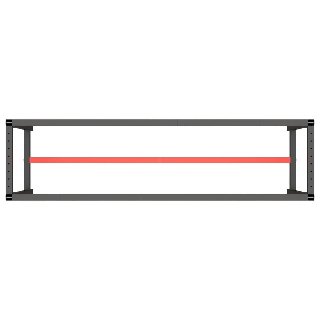 Werkbankgestell Mattschwarz und Mattrot 190x50x79 cm Metall