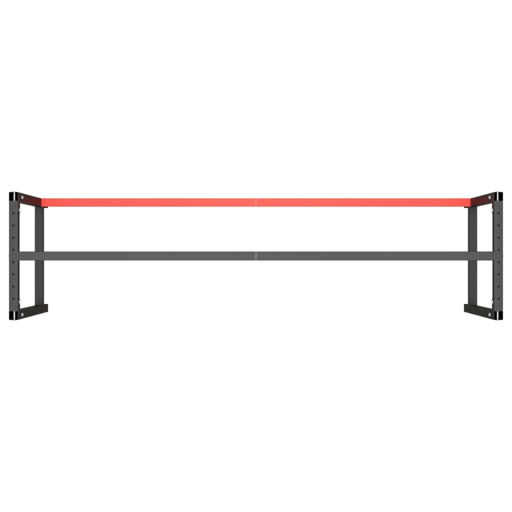 Werkbankgestell Mattschwarz und Mattrot 220x57x79 cm Metall