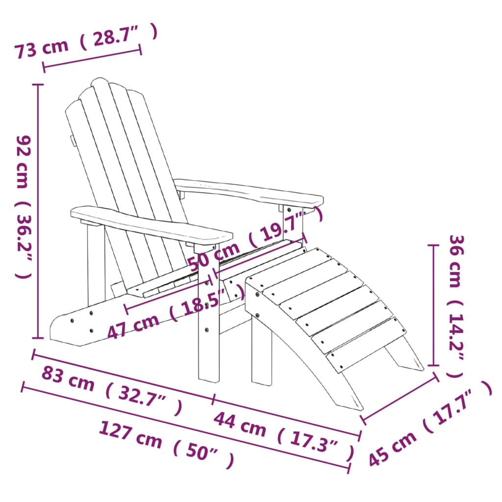 Adirondack-Gartenstuhl mit Fußteil HDPE Braun