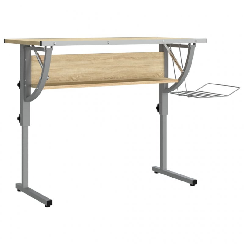 Basteltisch Sonoma Eiche & Grau 110x53x(58-87) cm Holzwerkstoff