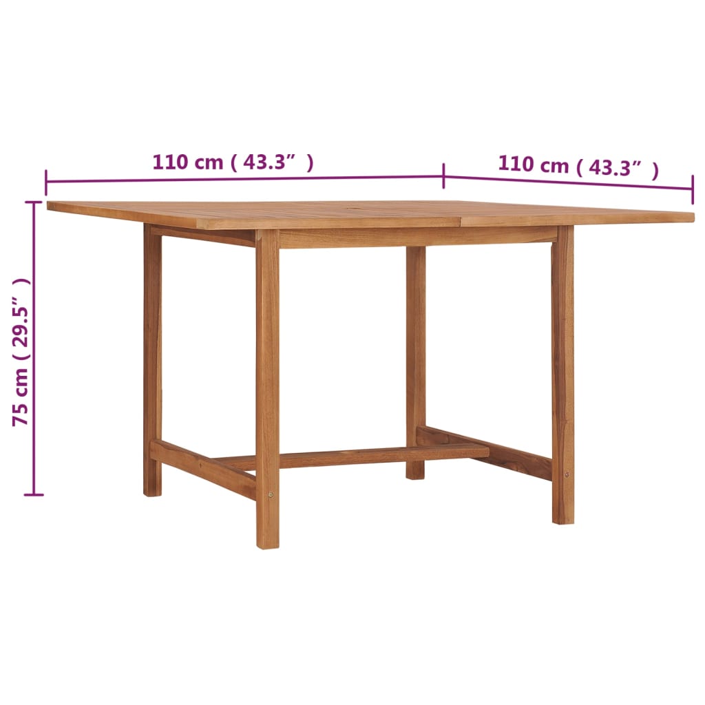 Garten-Esstisch 110x110x75 cm Massivholz Teak