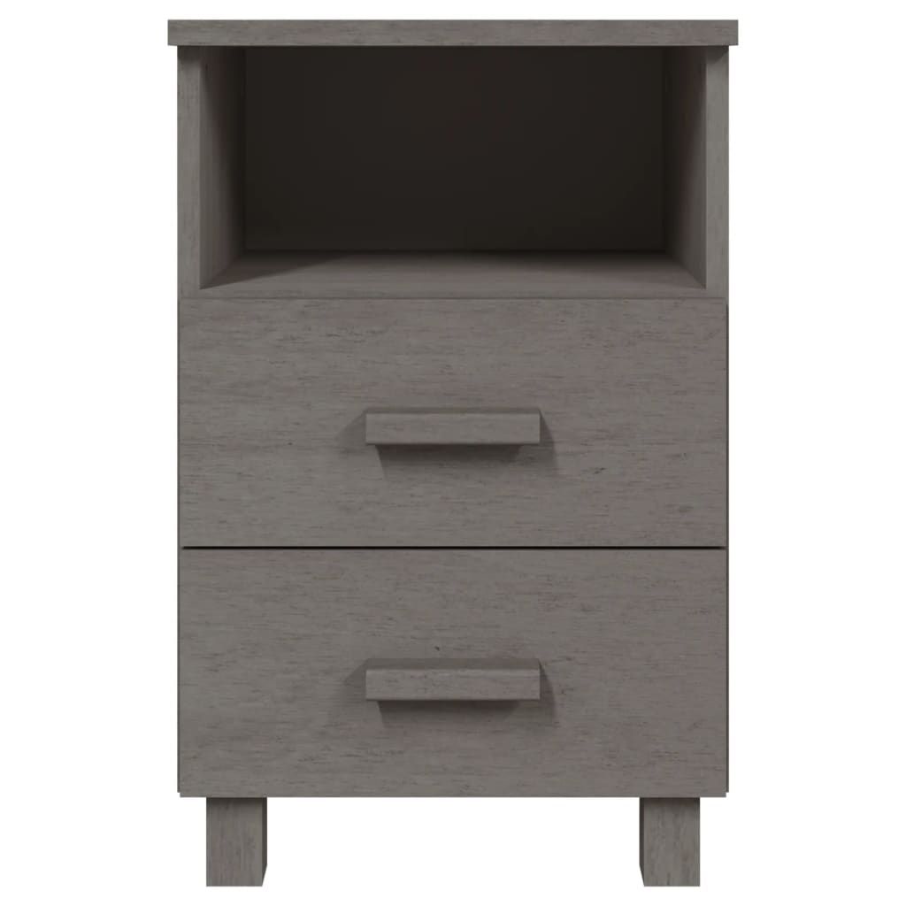Nachttische HAMAR 2 Stk. Hellgrau 40x35x62 cm Massivholz