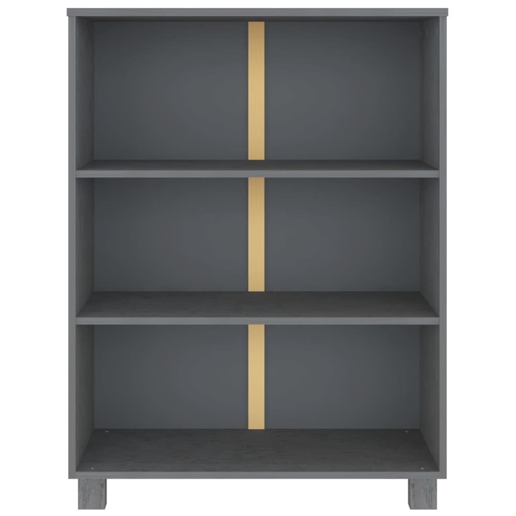 Bücherschrank HAMAR Dunkelgrau 85x35x112 cm Massivholz Kiefer