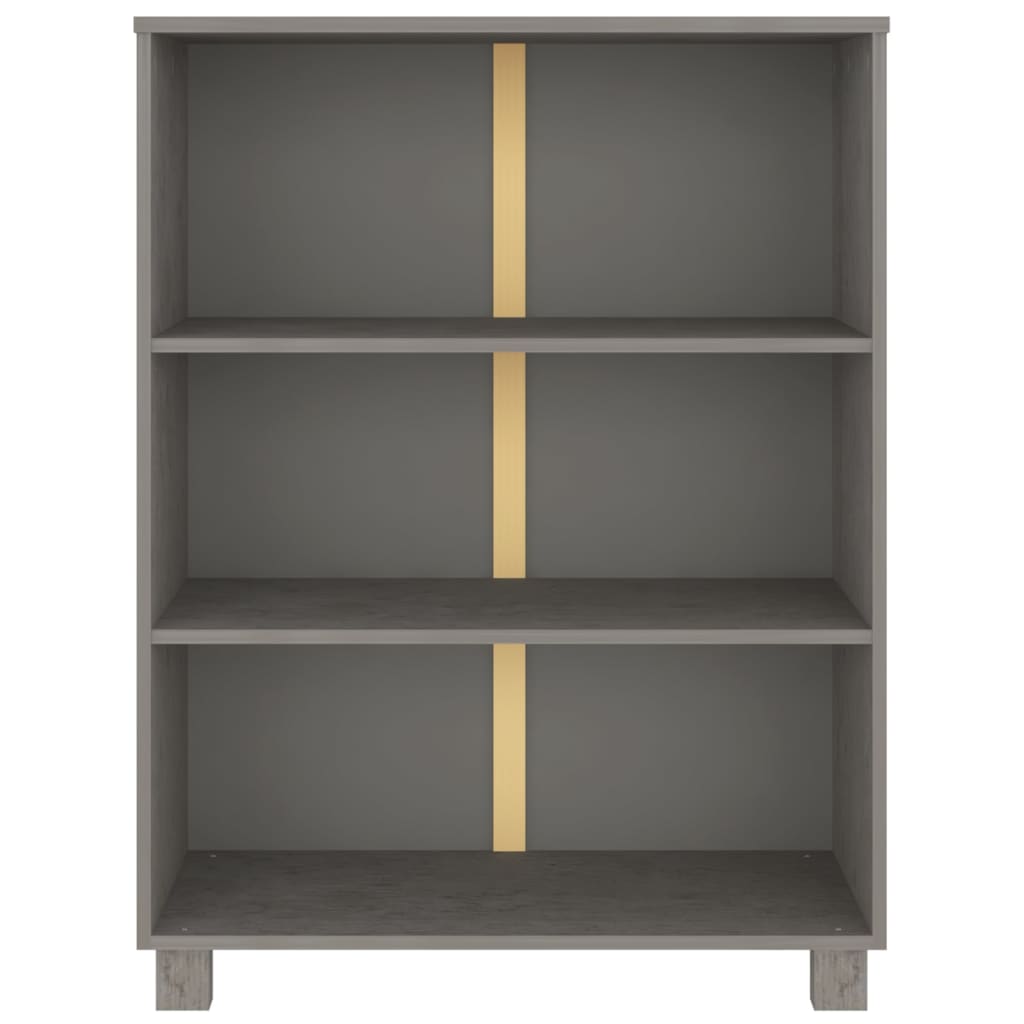 Bücherschrank HAMAR Hellgrau 85x35x112 cm Massivholz Kiefer