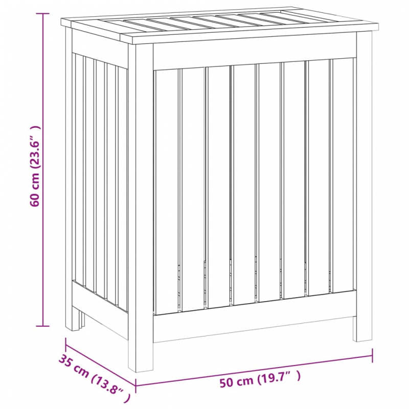 Wäschebehälter 50x35x60 cm Massivholz Teak