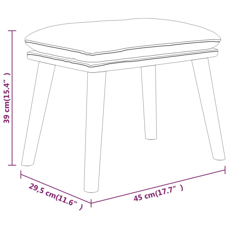 Fußhocker Braun 45x29,5x39 cm Stoff