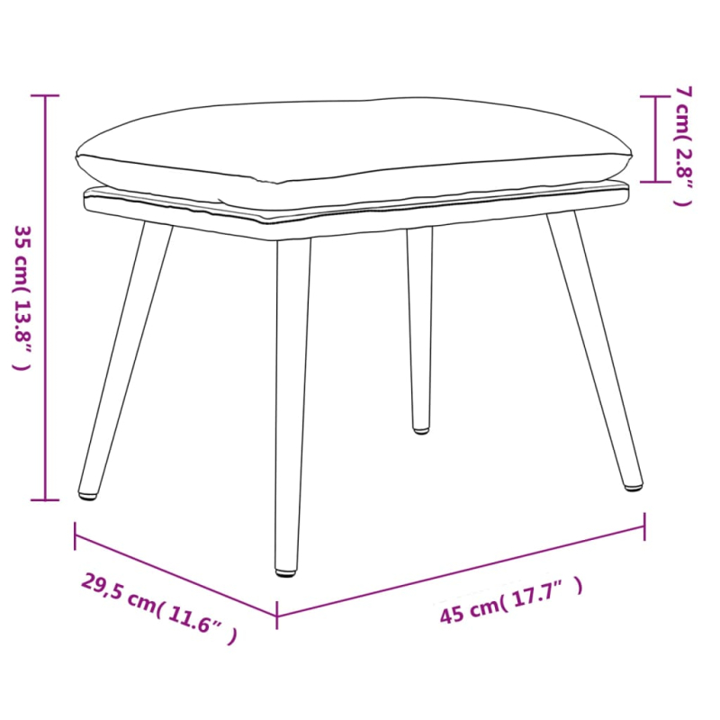 Fußhocker Dunkelgrau 45x29,5x35 cm Stoff und Kunstleder