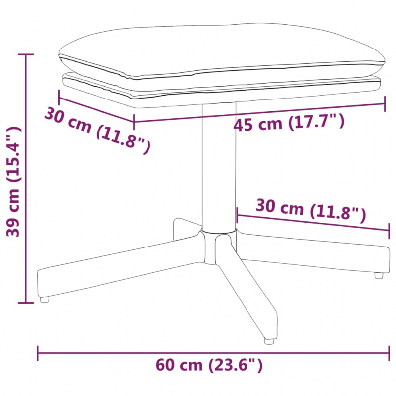 Fußhocker Rosa 60x60x36 cm Samt