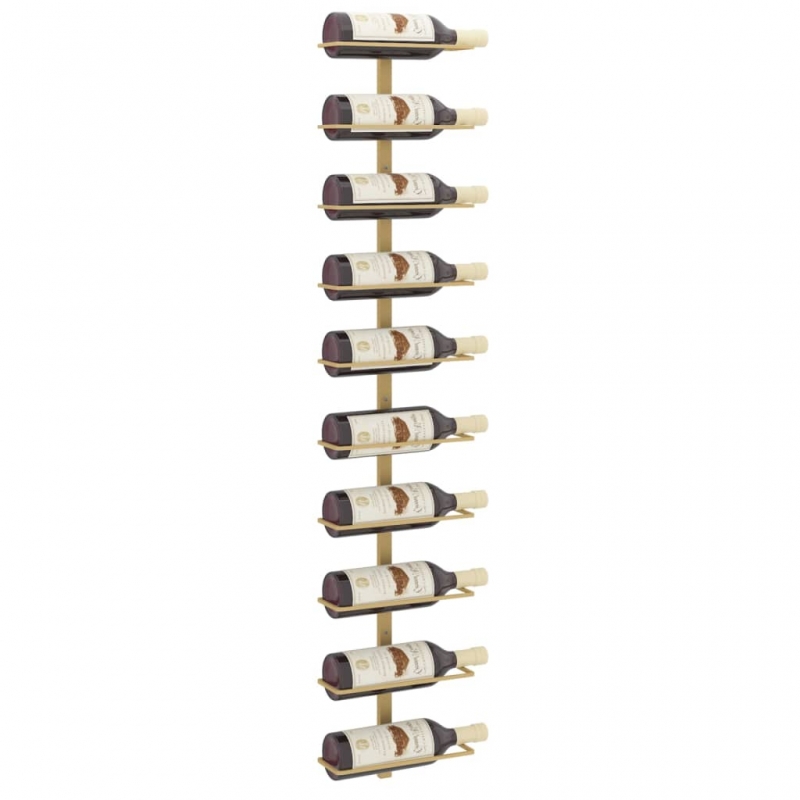 Wand-Weinregal für 10 Flaschen Golden Metall