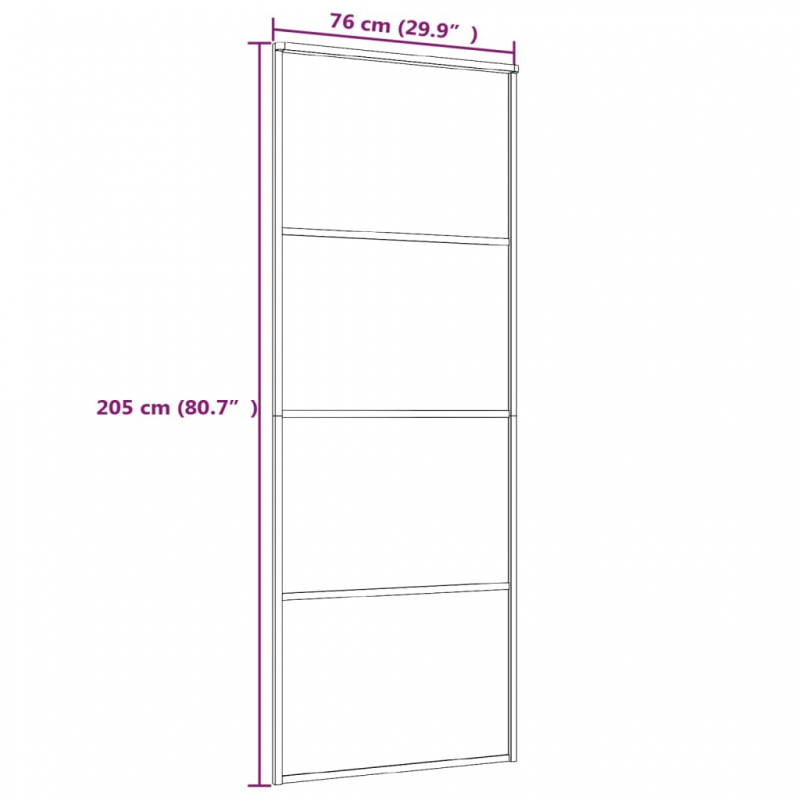 Schiebetür ESG-Glas und Aluminium 76x205 cm Weiß