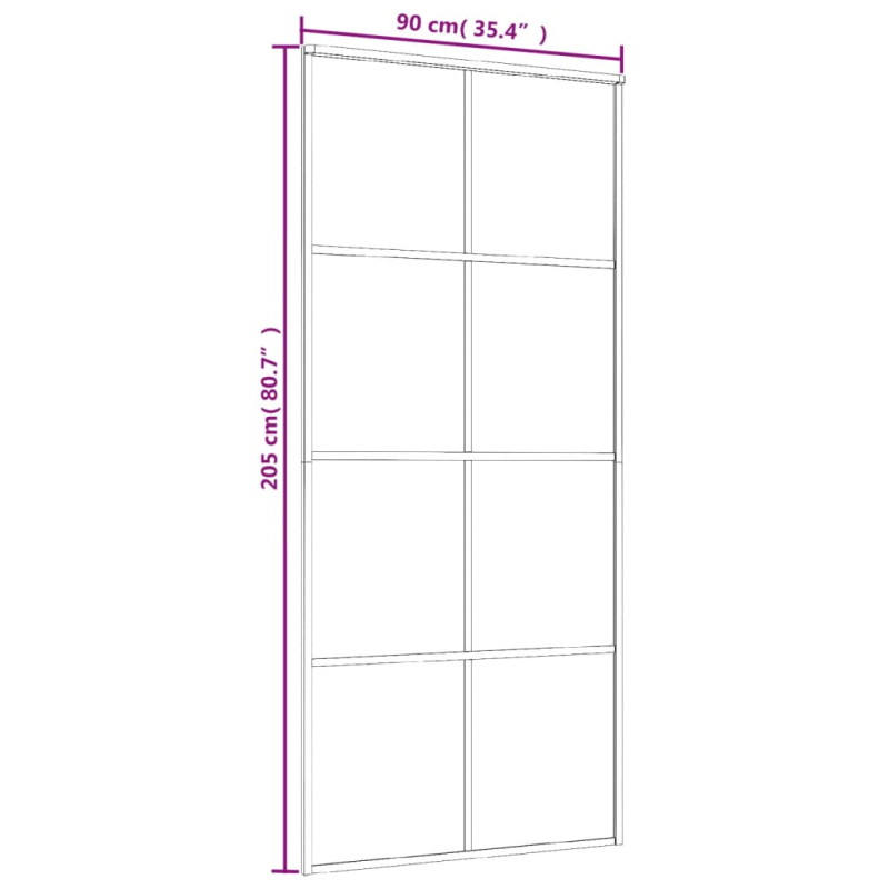 Schiebetür Schwarz 90x205 cm ESG-Glas und Aluminium