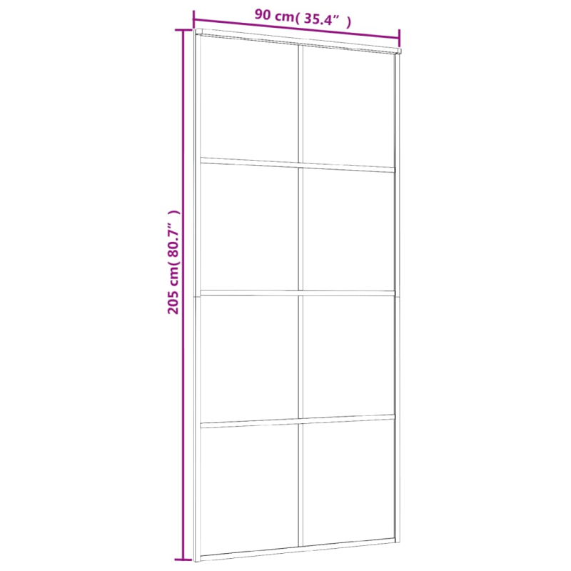 Schiebetür ESG-Glas und Aluminium 90x205 cm Weiß