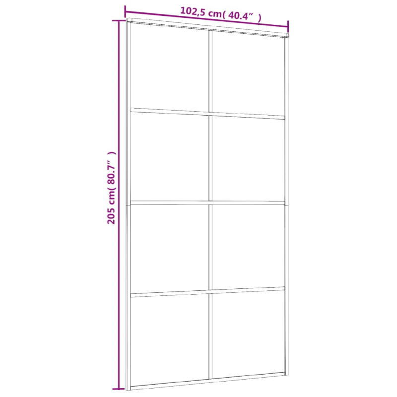 Schiebetür ESG Glas und Aluminium mattiert 102,5x205 cm Weiß