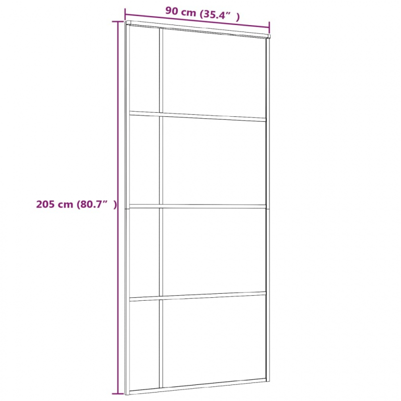 Schiebetür ESG-Glas und Aluminium 90x205 cm Weiß