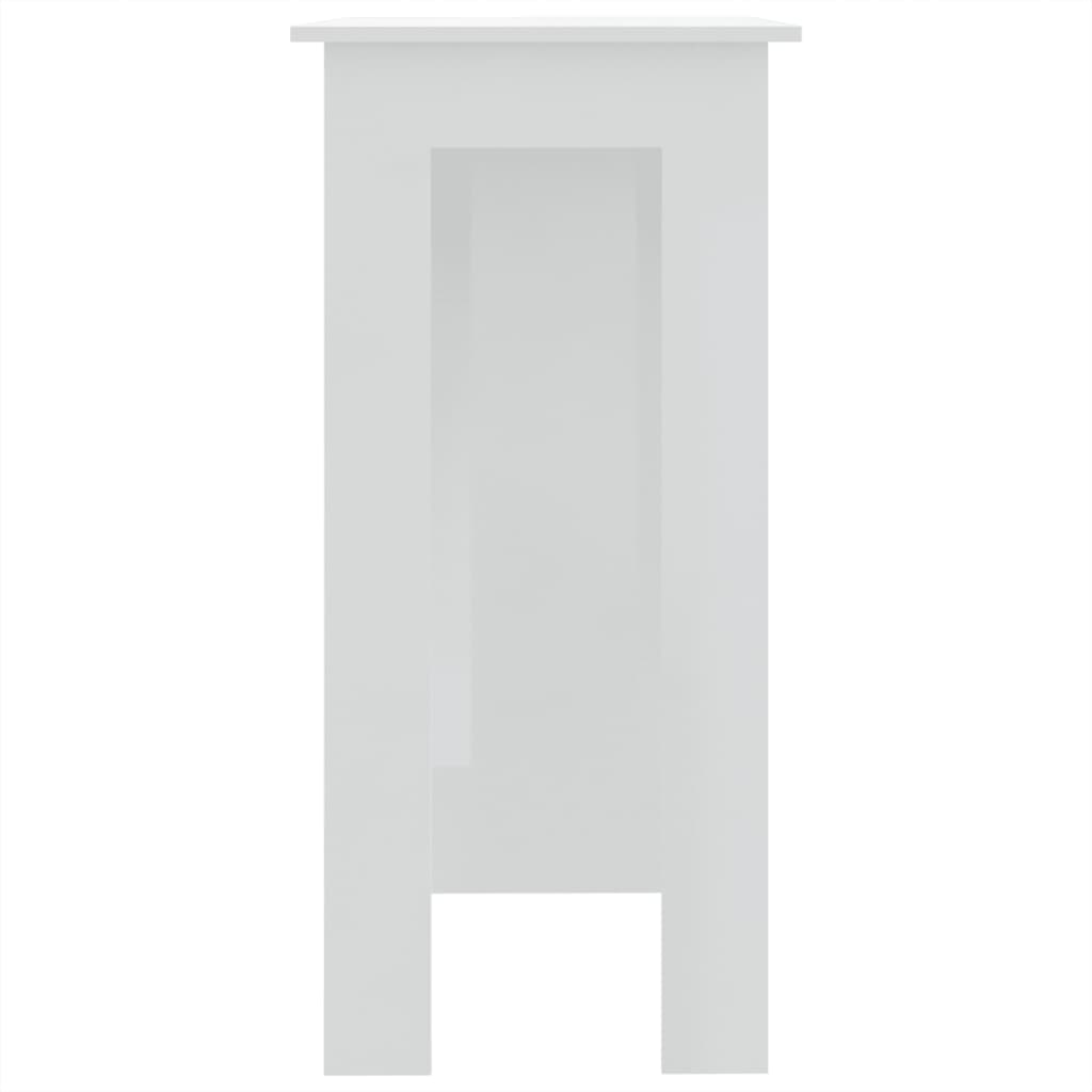 Bartisch mit Regal Hochglanz-Weiß 102x50x103,5 cm Holzwerkstoff