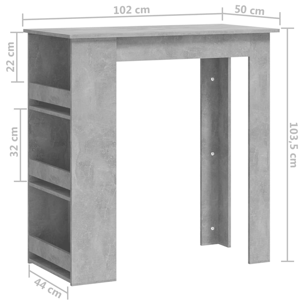 Bartisch mit Regal Betongrau 102x50x103,5 cm