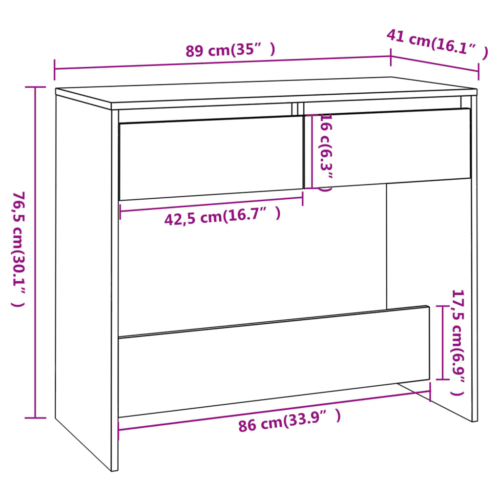 Konsolentisch Betongrau 89x41x76,5 cm Holzwerkstoff