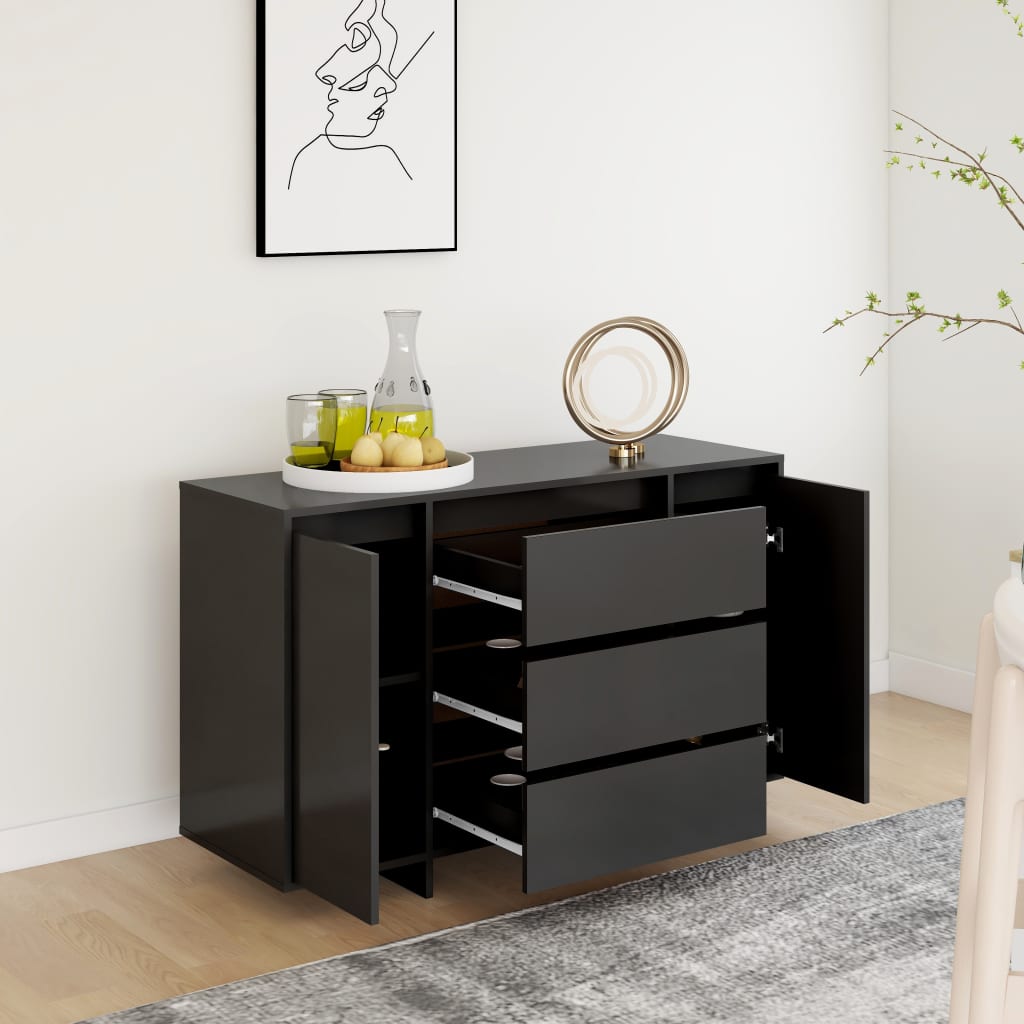 Sideboard mit 3 Schubladen Schwarz 120x41x75 cm Holzwerkstoff