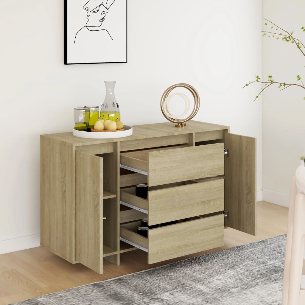Sideboard 3 Schubladen Sonoma-Eiche 120x41x75 cm Holzwerkstoff