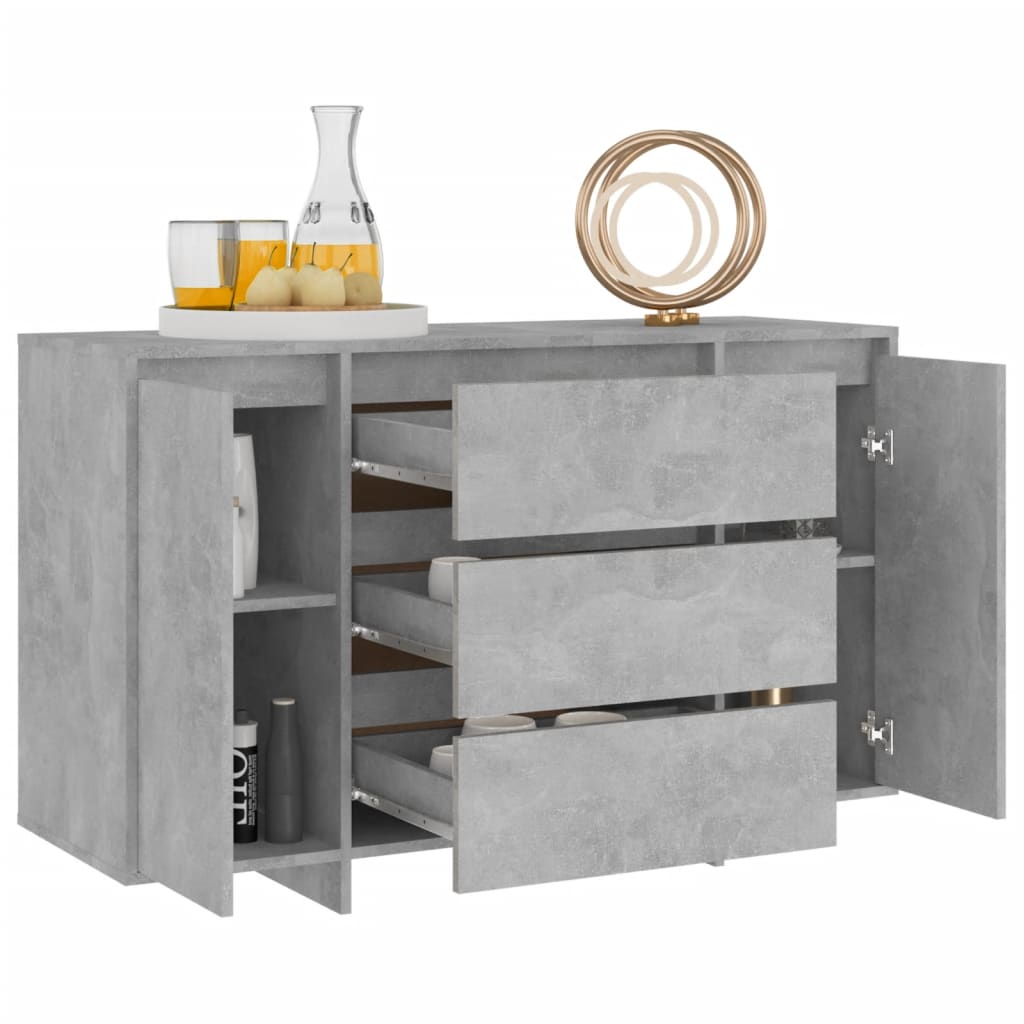 Sideboard mit 3 Schubladen Betongrau 120x41x75 cm Holzwerkstoff