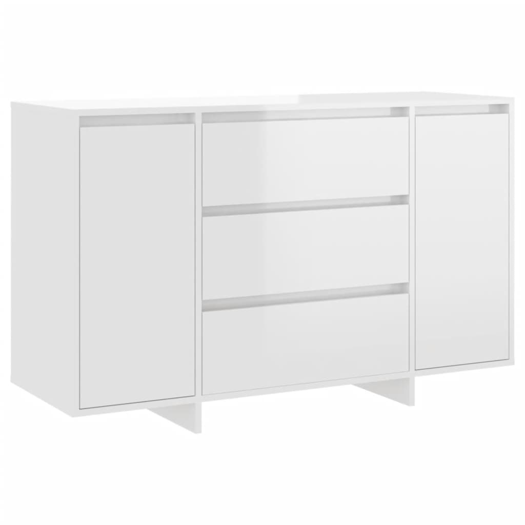 Sideboard 3 Schubladen Hochglanz-Weiß 120x41x75cm Holzwerkstoff