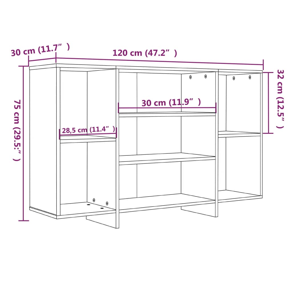 Sideboard Betongrau 120x30x75 cm Holzwerkstoff