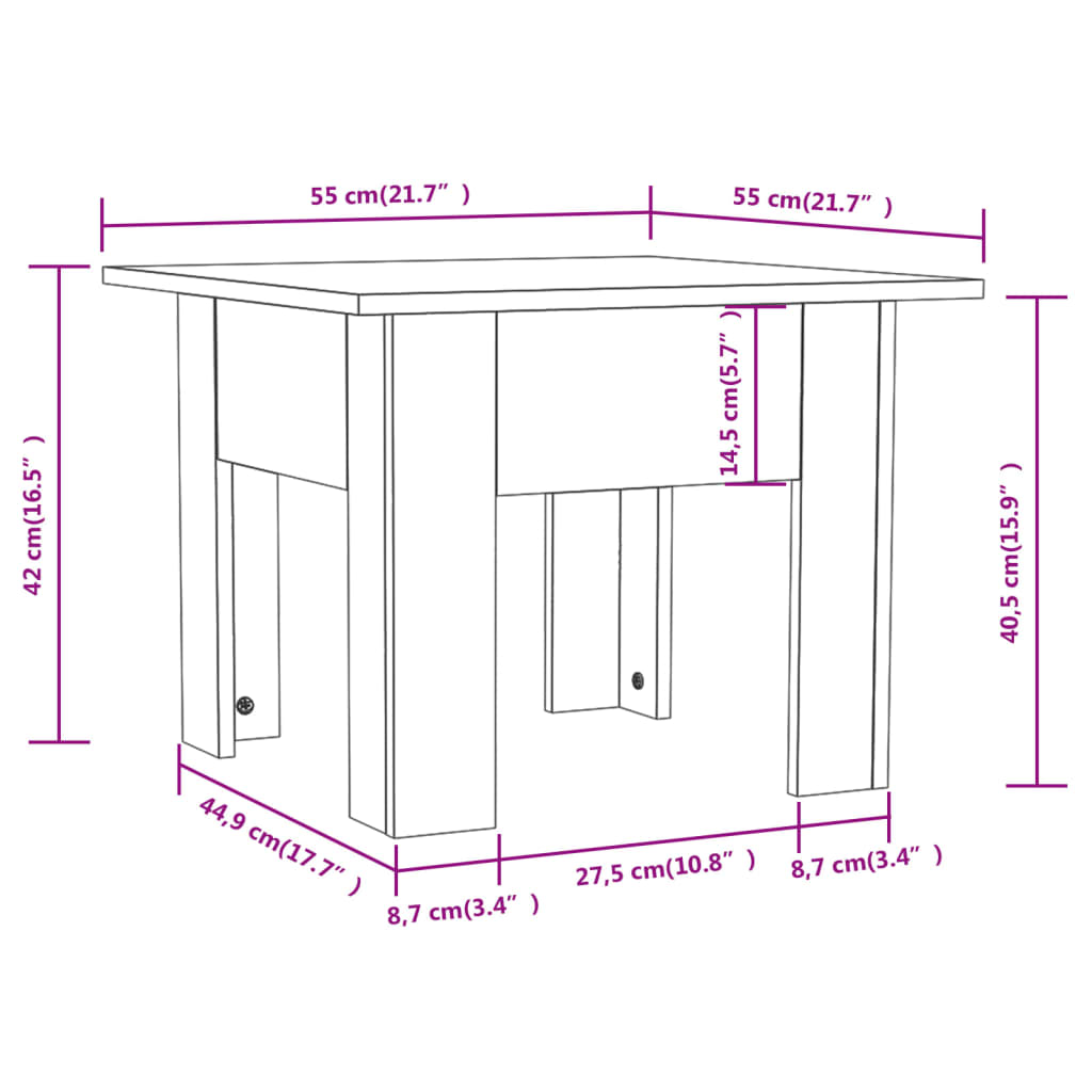 Couchtisch Sonoma-Eiche 55x55x42 cm Holzwerkstoff