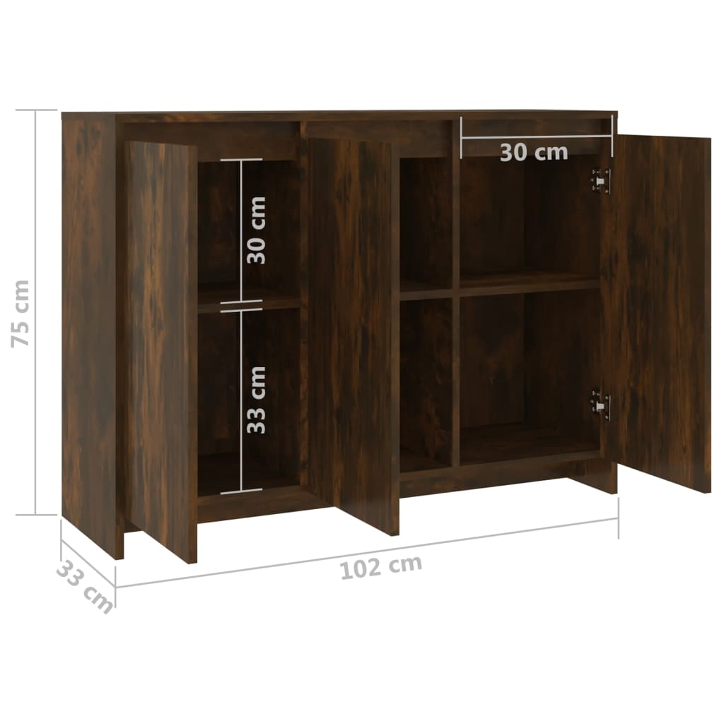 Sideboard Räuchereiche 102x33x75 cm Holzwerkstoff